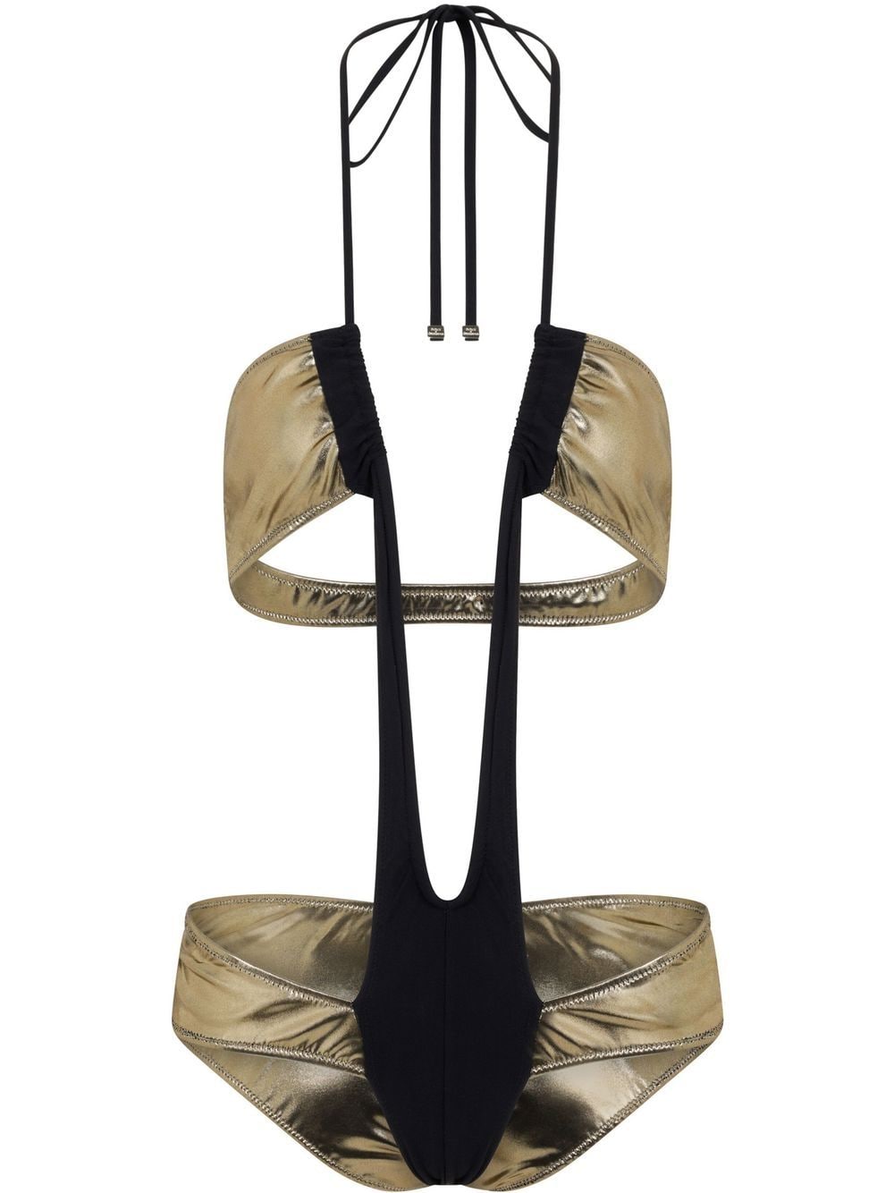 Shop Dolce & Gabbana Plunge-neck Cut-out Swimsuit In Schwarz