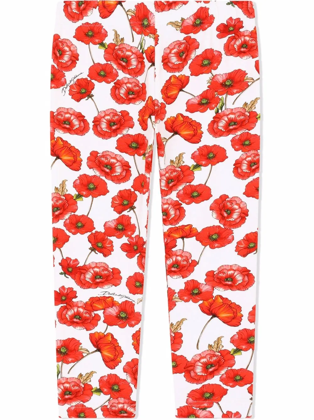 

Dolce & Gabbana Kids leggins con amapolas estampadas - Blanco