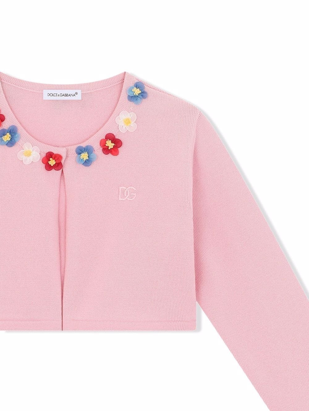 Shop Dolce & Gabbana Floral-embroidered Crop Cardigan In Pink