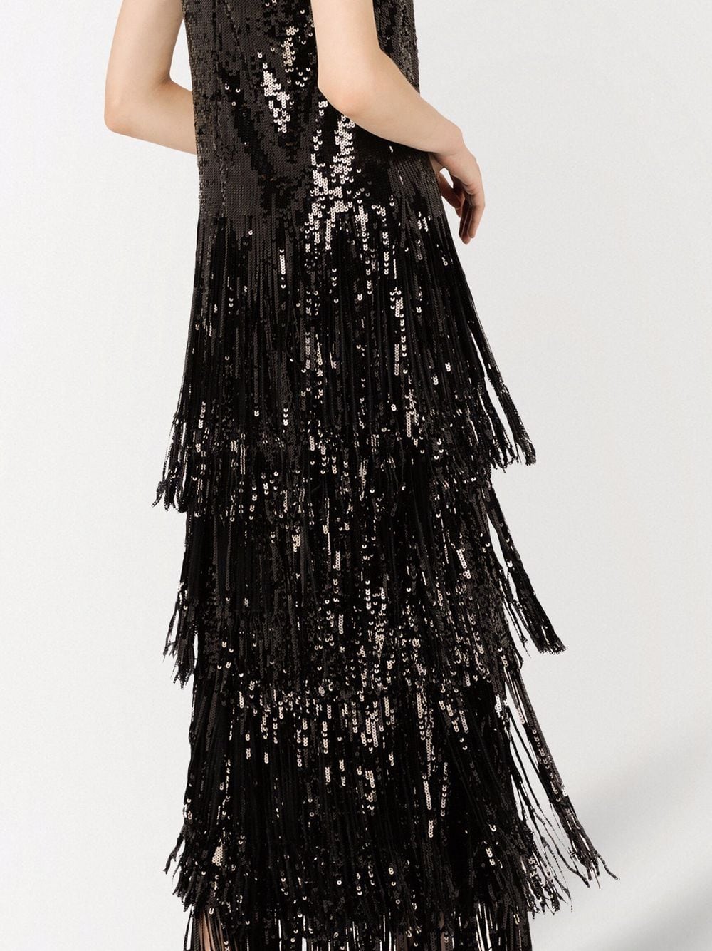 Dolce And Gabbana Fringed Sequinned Evening Dress Farfetch