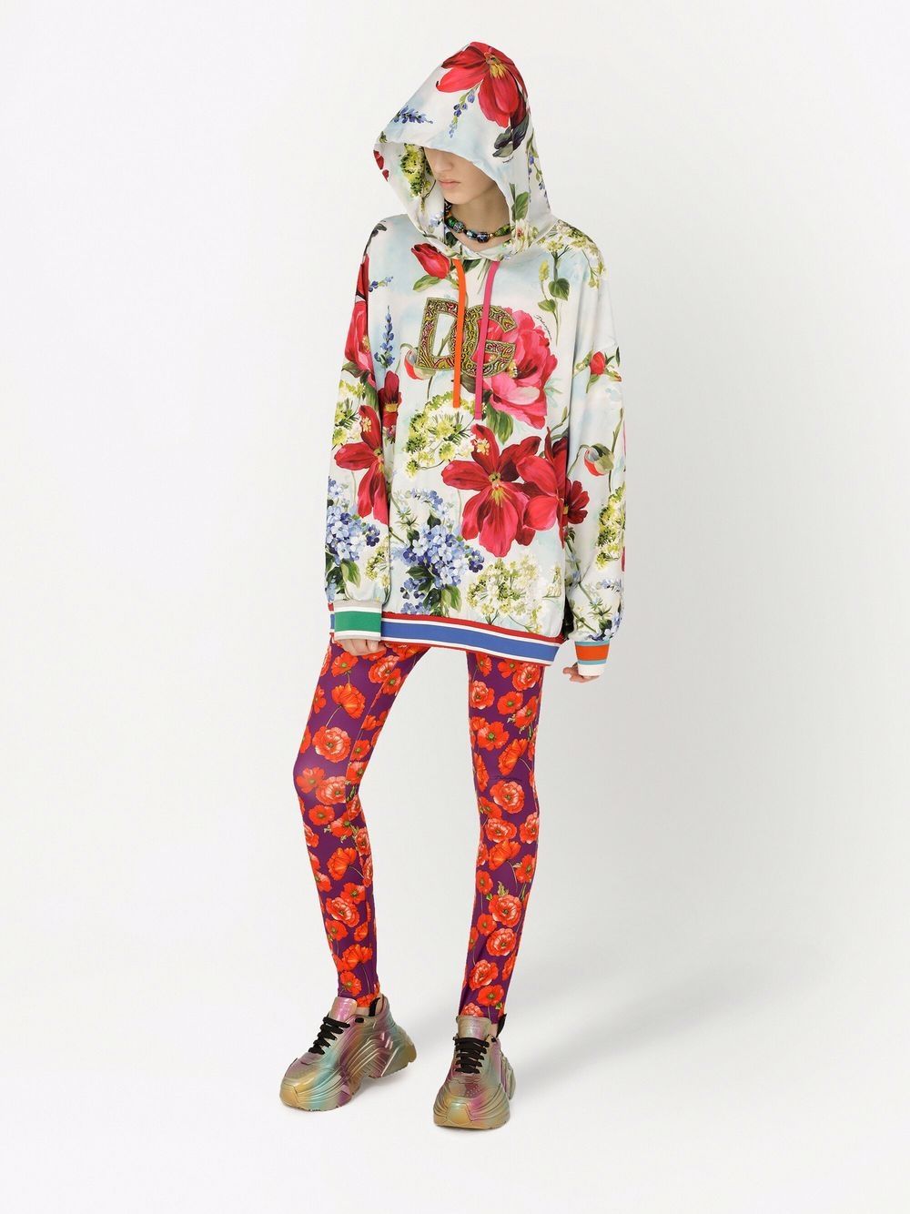 Dolce & Gabbana DG Logo floral-print Hoodie - Farfetch