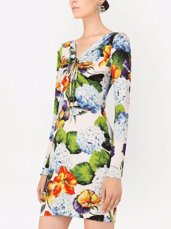 Shop Dolce & Gabbana floral-print mini dress with Express Delivery 