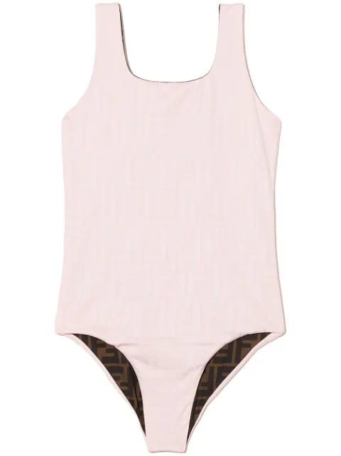 Fendi Kids FF-logo print reversible swimsuit