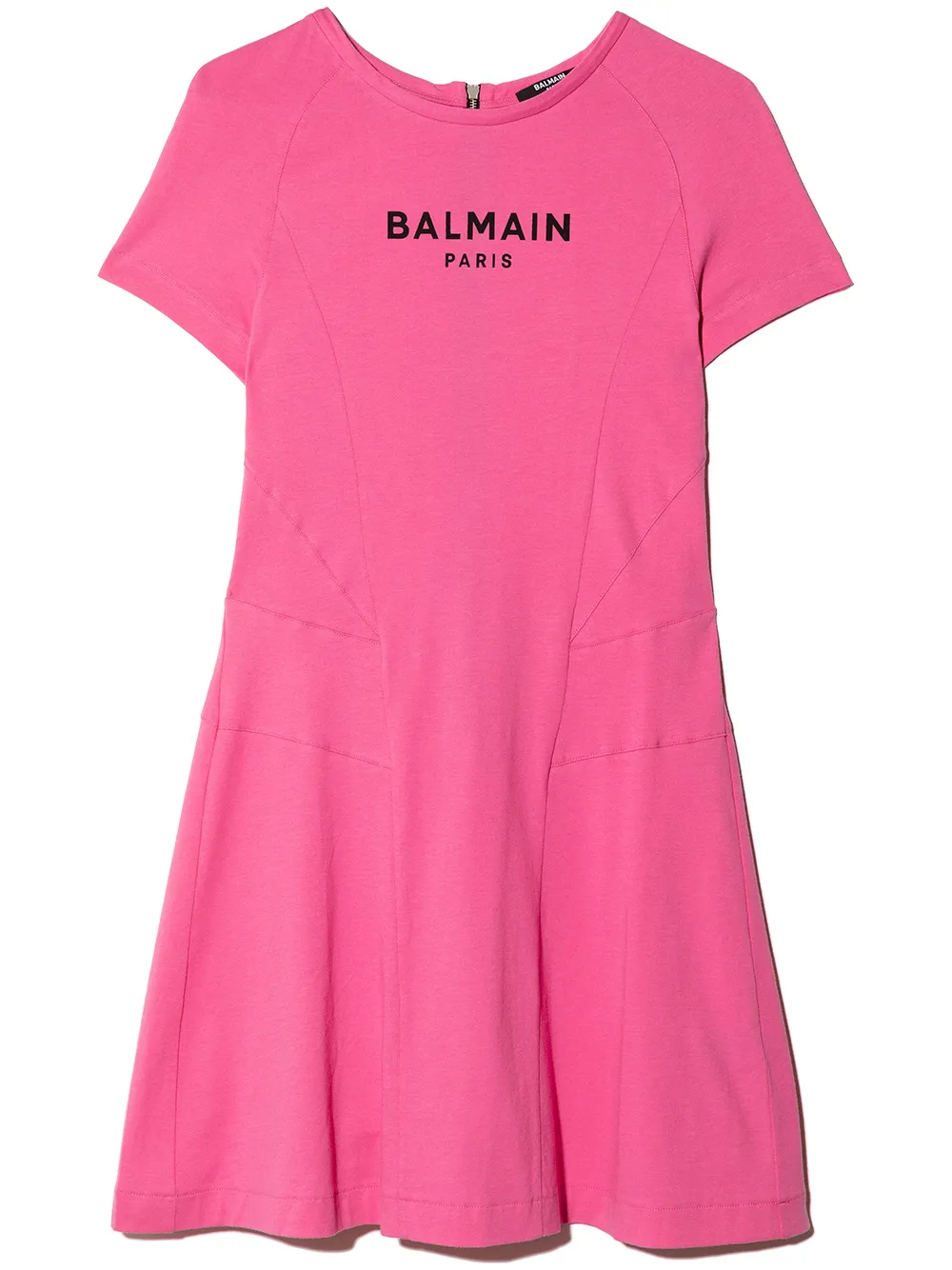 

Balmain Kids vestido estilo playera con logo estampado - Rosado