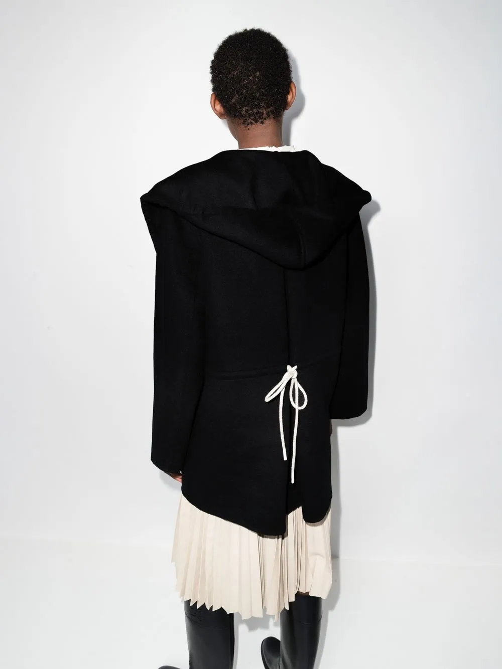 Hooded Tie-Waist Shirt Coat