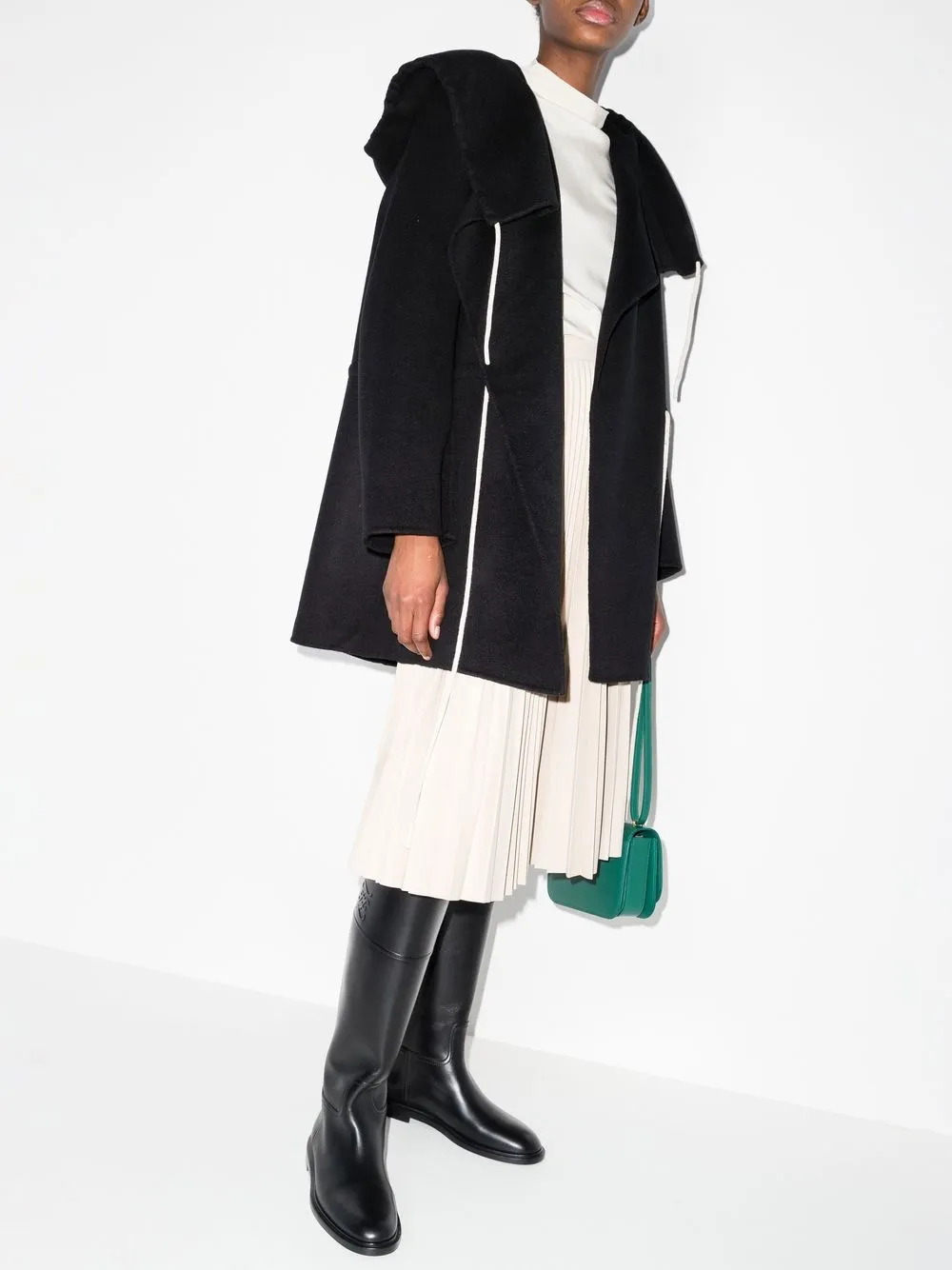Hooded Tie-Waist Shirt Coat