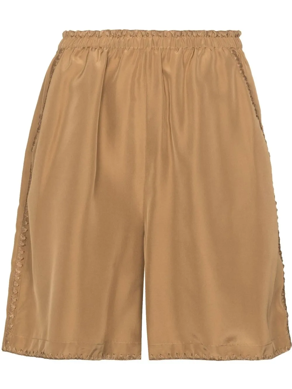 

TOTEME whipstitch silk high-waisted shorts - Brown