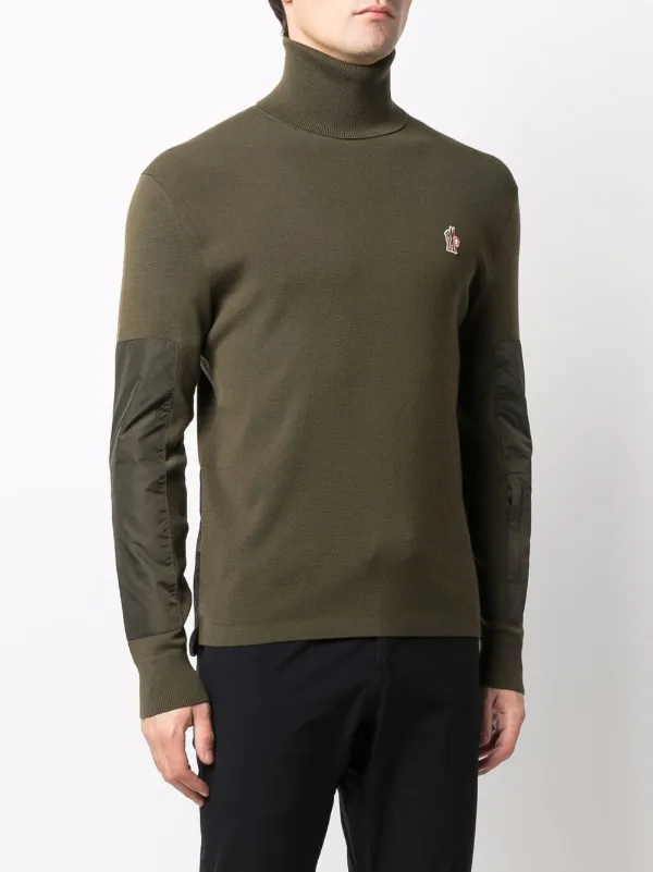 Moncler Grenoble Panelled logo patch Knitted Jumper Green FARFETCH AE