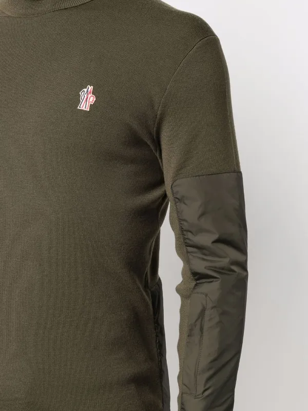 Moncler Grenoble Panelled logo patch Knitted Jumper Green FARFETCH AE