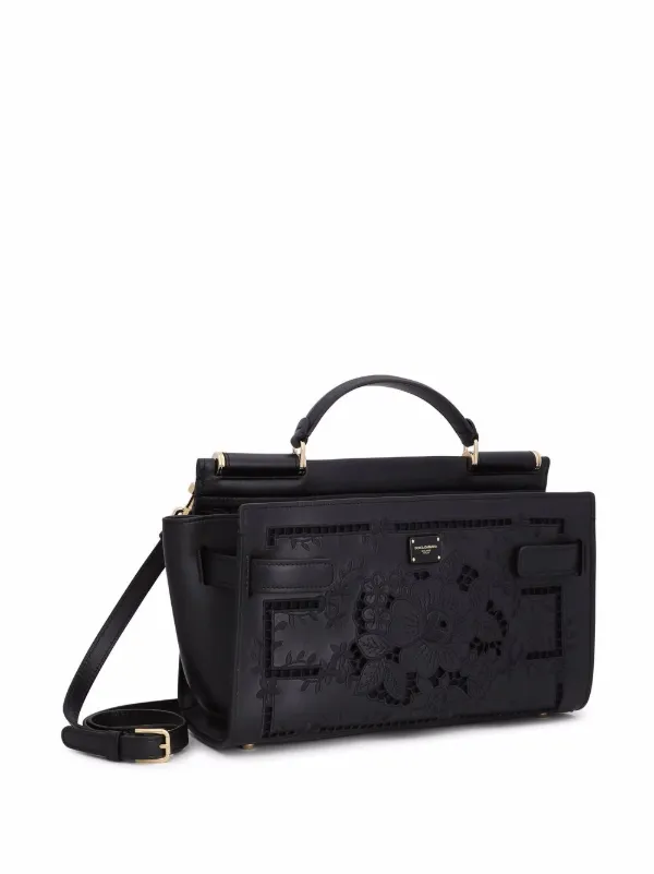 floral leather tote bag