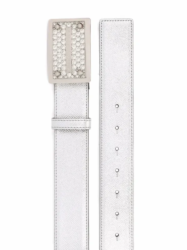 Dolce & Gabbana crystal-embellished Buckle Belt | Silver