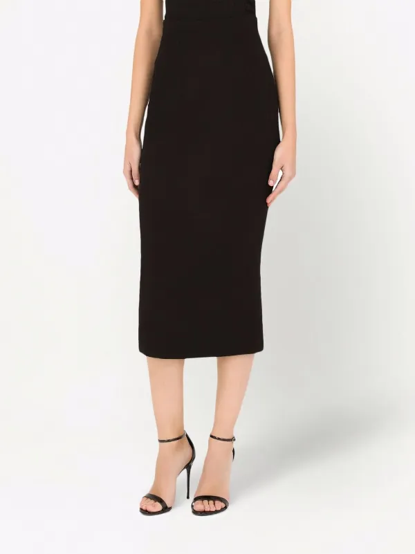 スカート DOLCE&GABBANA BLACK PENCIL SKIRT IN WOOL CREPE Wool crepe calf-length pencil dress in Black for Women