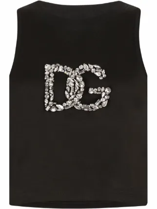 Dolce & Gabbana White Orange Crystal Sleeveless Tank Cotton Top main image 1