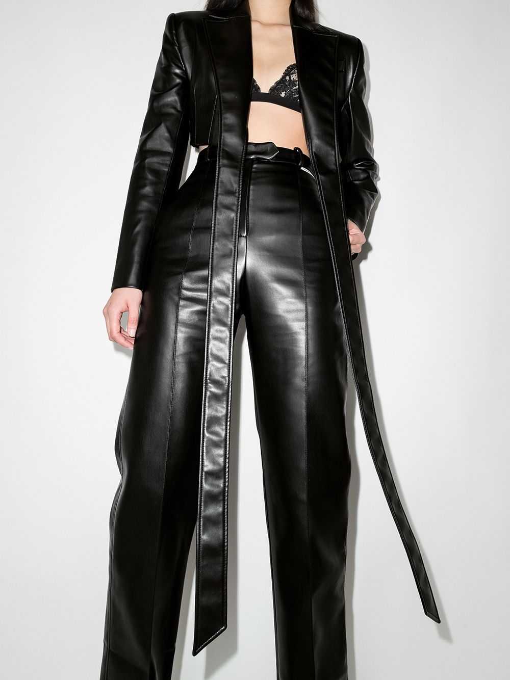 фото Aleksandre akhalkatsishvili faux-leather cropped jacket