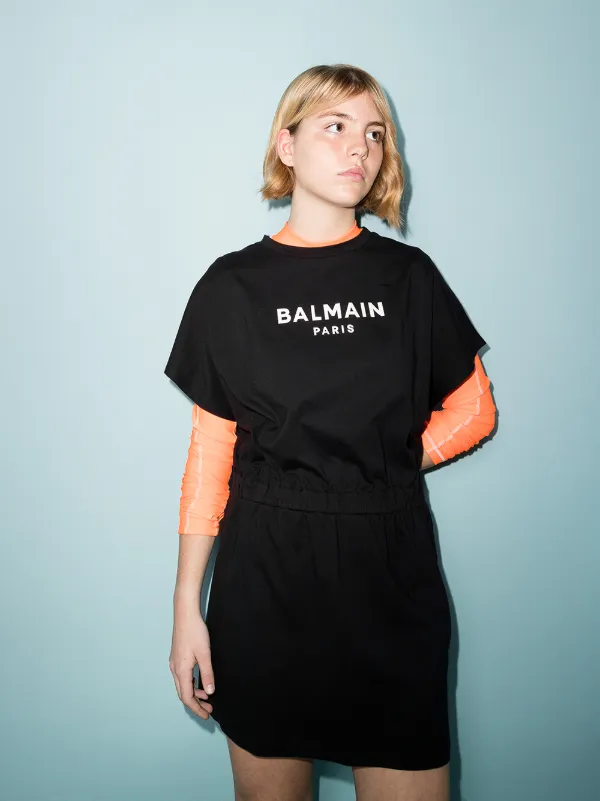 「美品」BALMAIN ノースリーブワンピース Balmain Kids ロゴ ワンピース | ブラック | FARFETCH JP