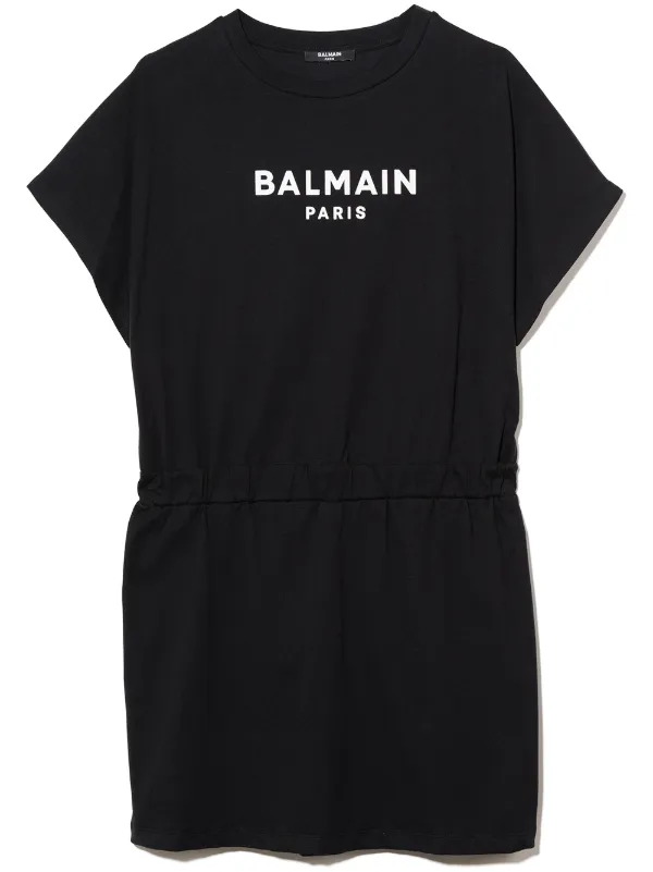 「美品」BALMAIN ノースリーブワンピース Balmain Kids ロゴ ワンピース | ブラック | FARFETCH JP