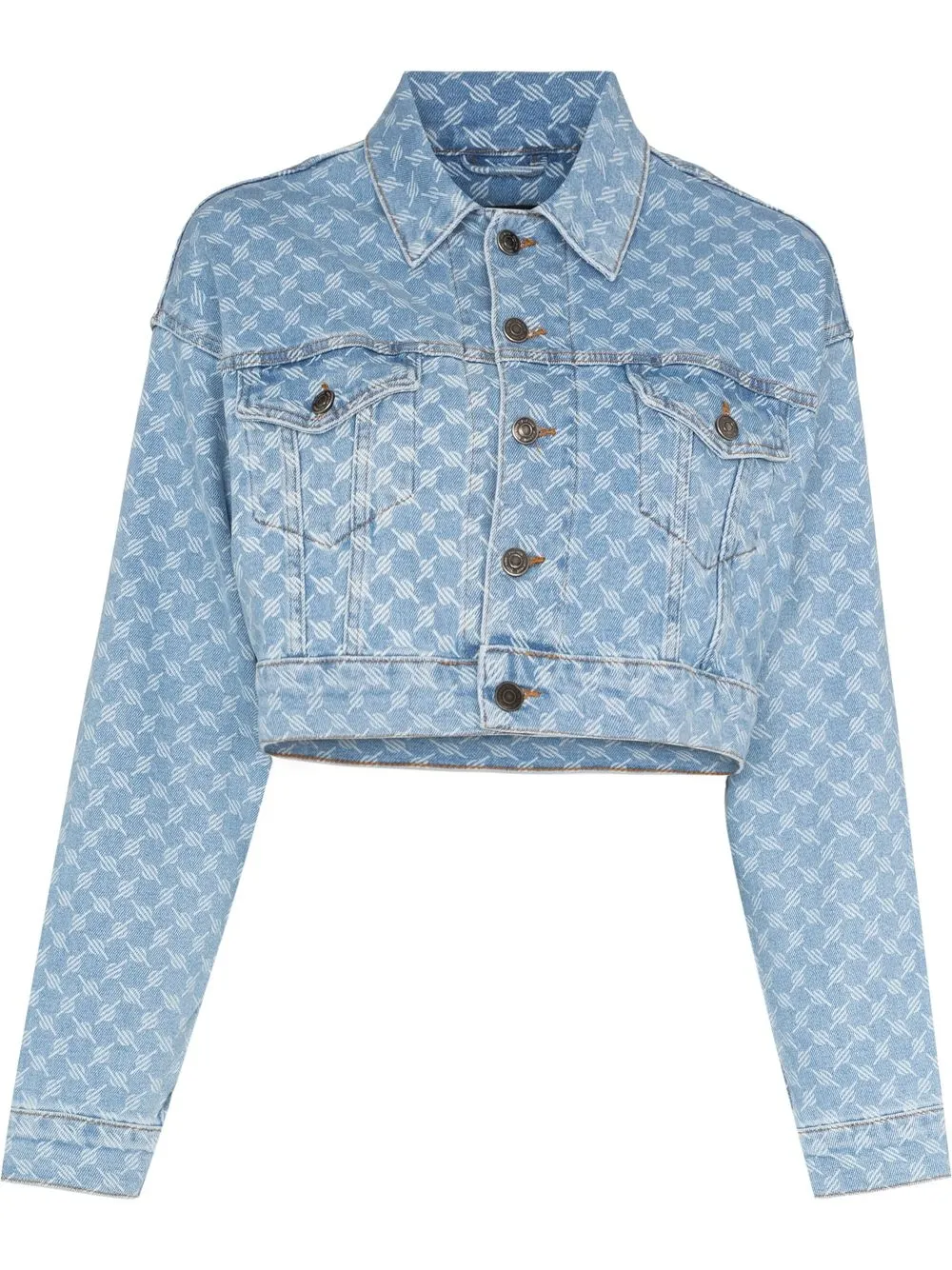 Daily Paper monogram-print Cropped Denim Jacket - Farfetch