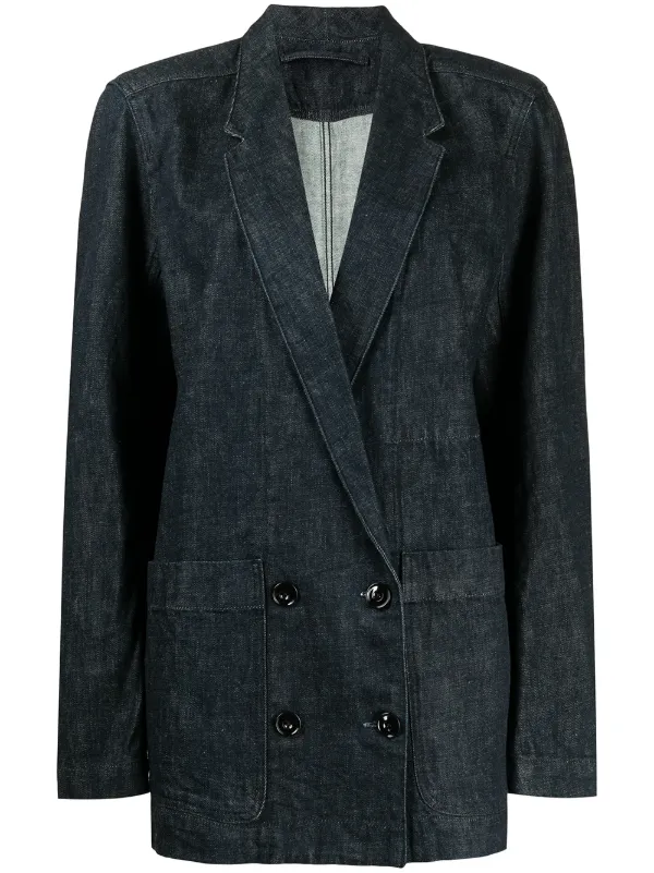 denim double breasted blazer