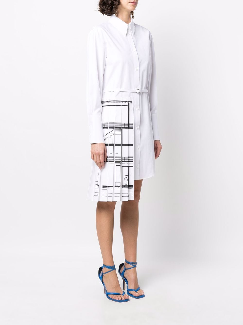 фото Off-white платье-рубашка с плиссировкой