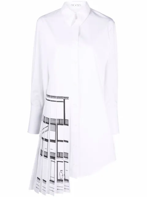 Off-White pleated-panel shirt dress