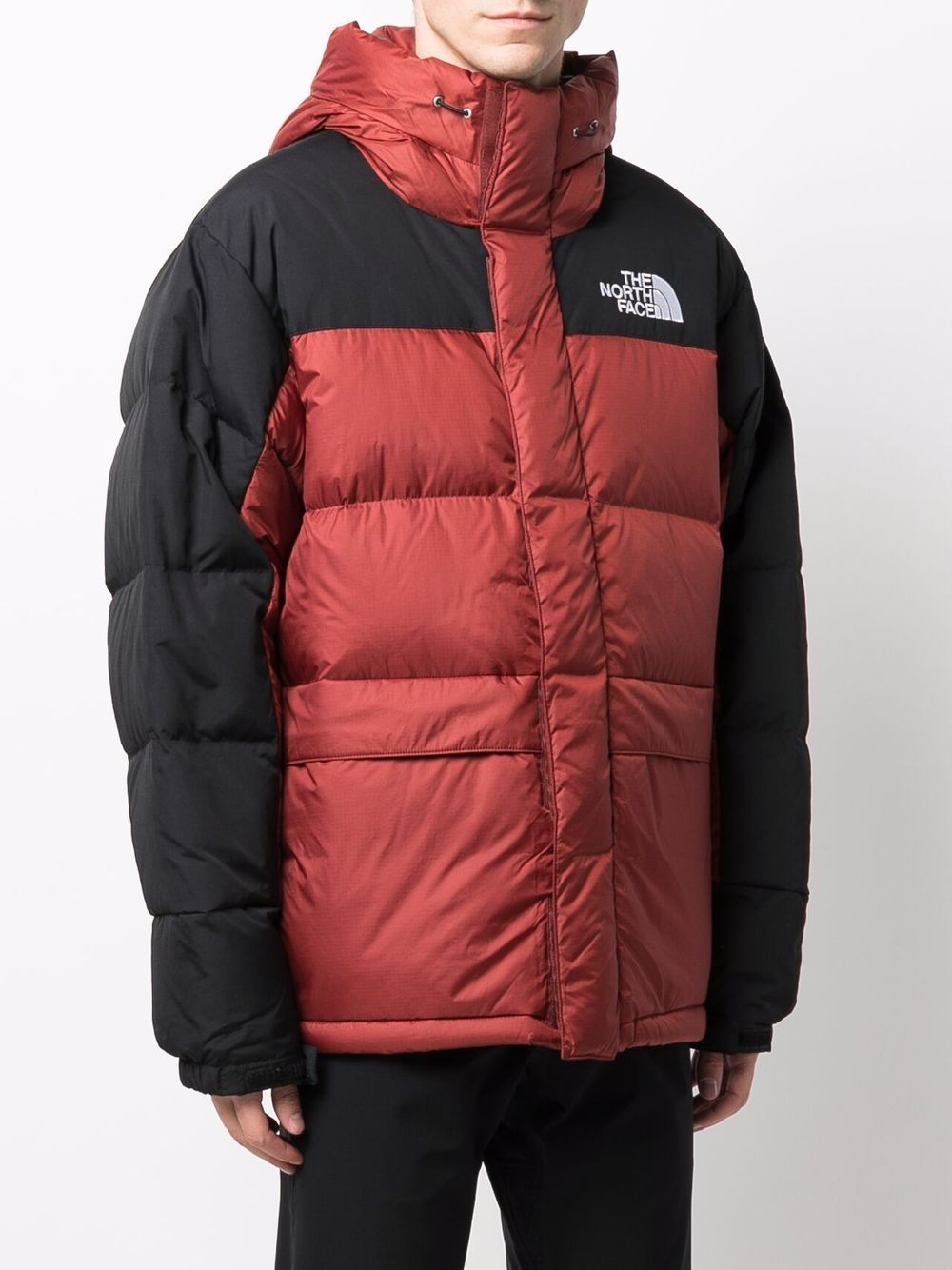 фото The north face пуховик в стиле колор-блок