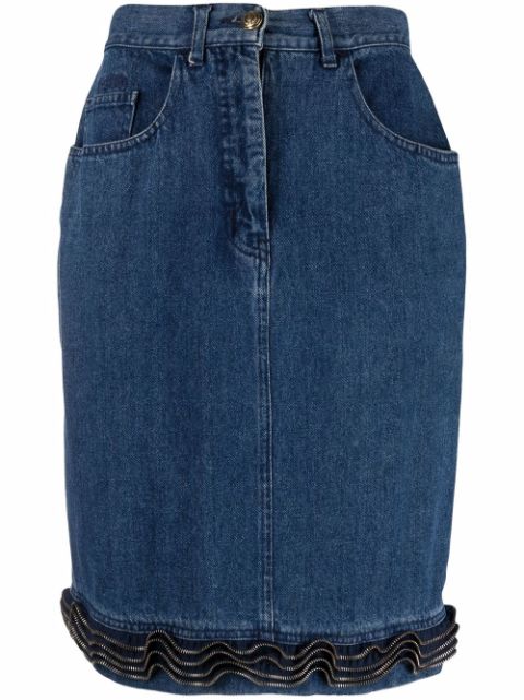 Moschino Pre-Owned 1990s ruffled denim skirt