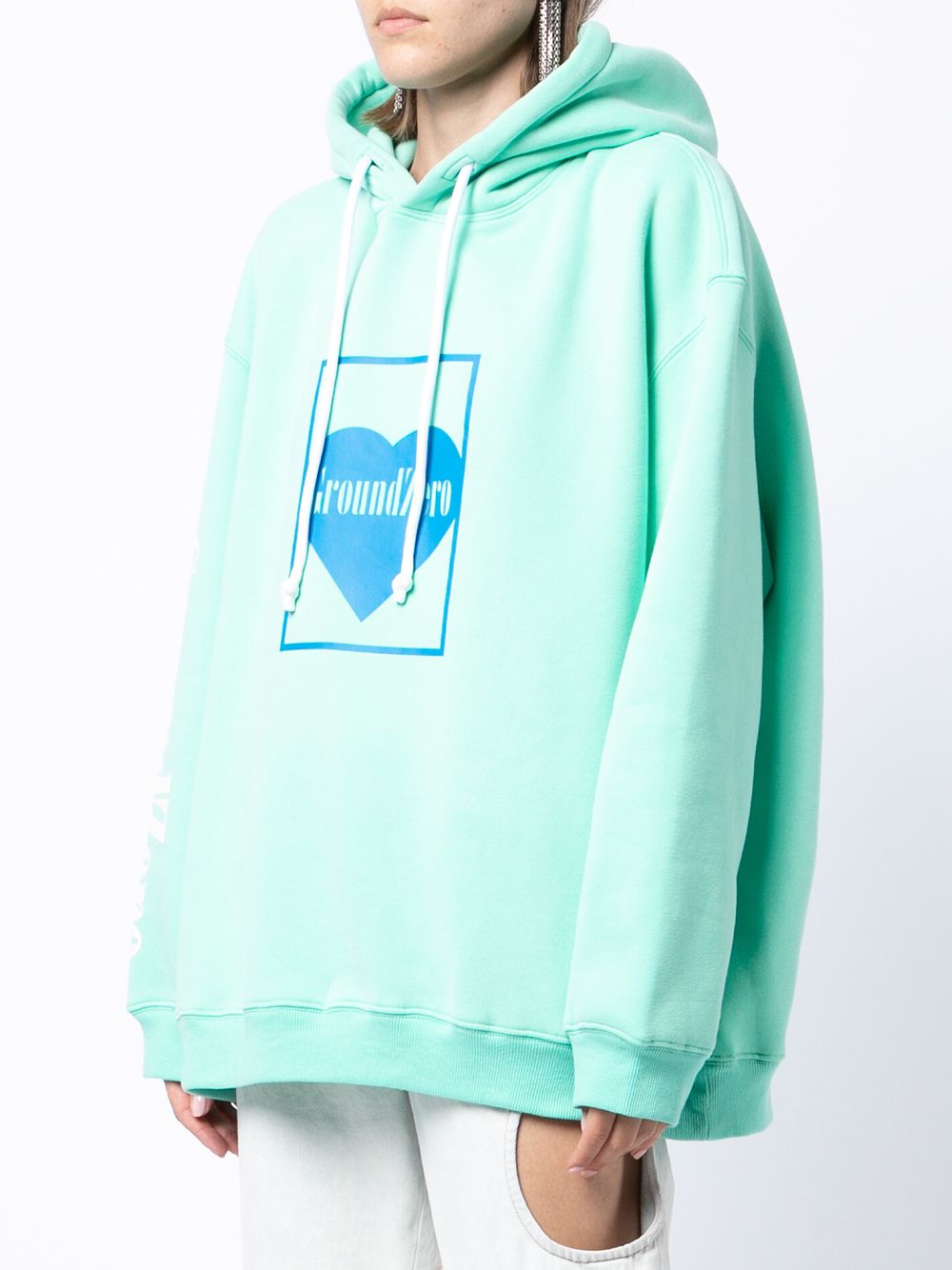 ground zero logo-print pullover hoodie - green