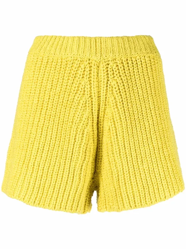 Alanui yellow chunky-knit shorts for 