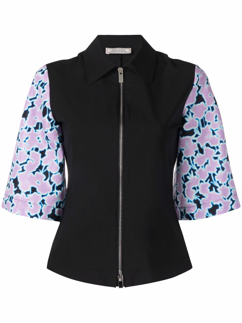 

Nina Ricci blusa con estampado floral y cierre - Negro