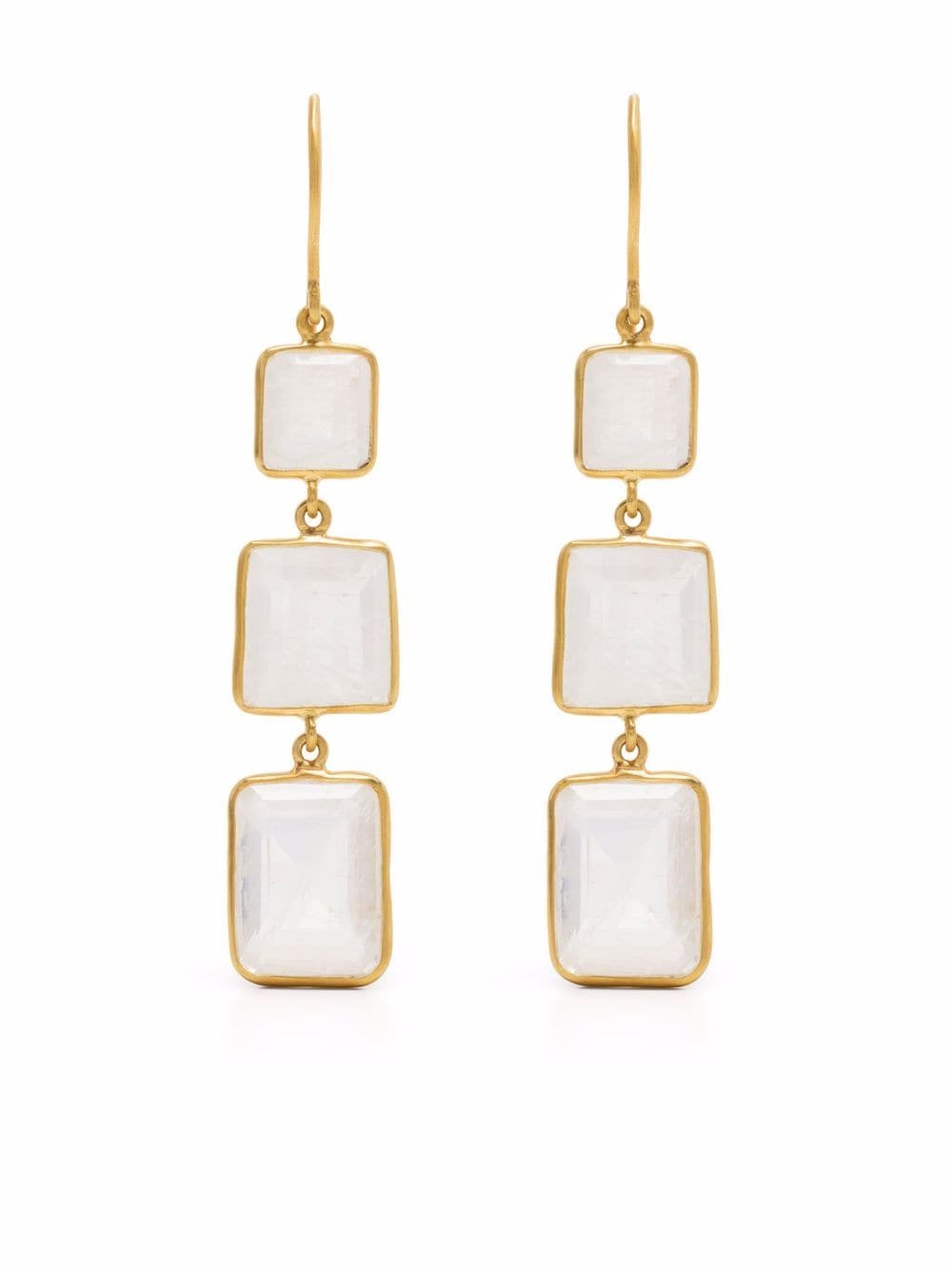 Image 1 of PIPPA SMALL 18kt yellow gold First Frost moonstone earrings