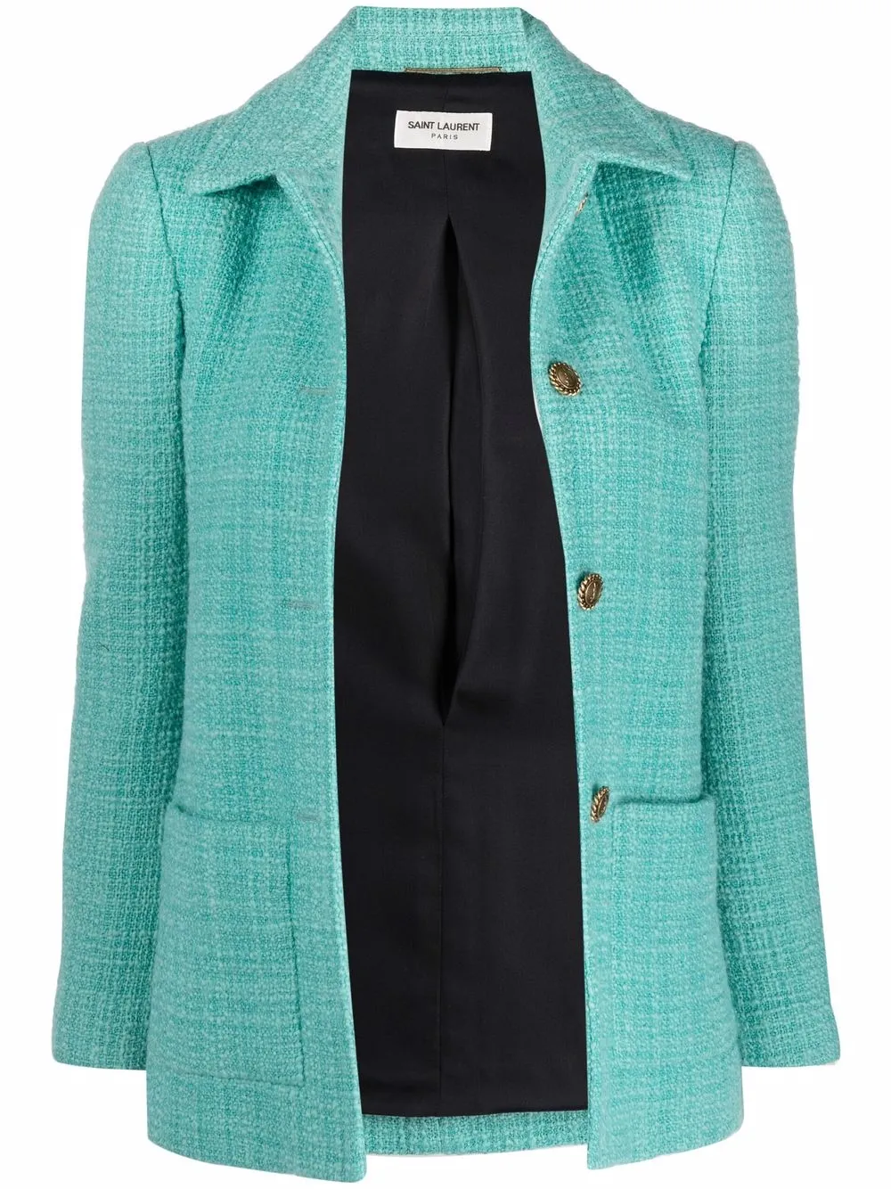 

Saint Laurent button-up tweed jacket - Blue