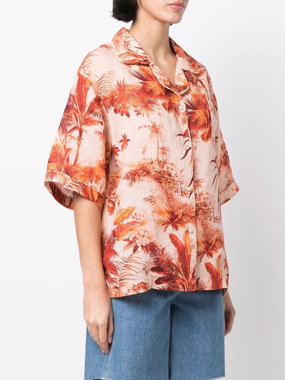 фото Alanui ho'okipa toile de jouy shirt rust orange