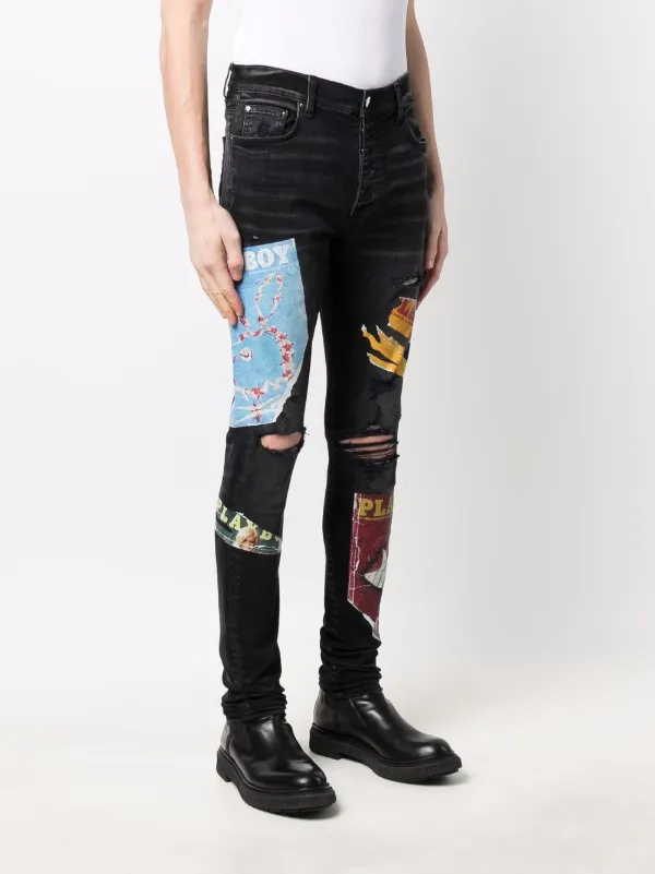 AMIRI x Playboy Magazine Print super-skinny Jeans | Black | FARFETCH