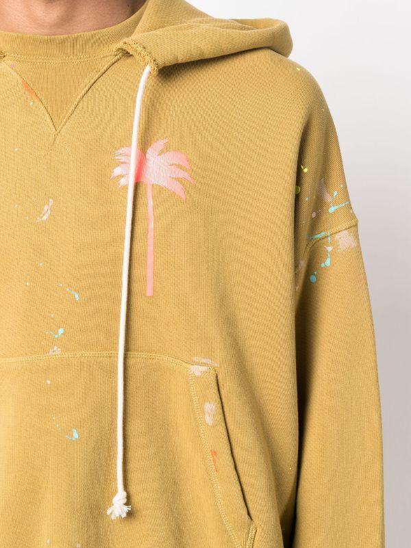 Palm Angels paint-splatter palm-tree Hoodie - Farfetch