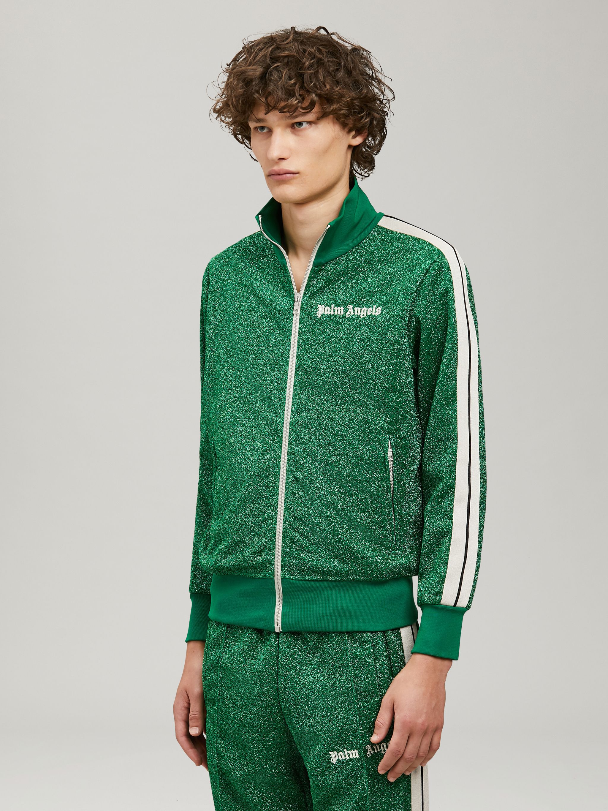 LUREX TRACK JACKET in green - Palm Angels® Official