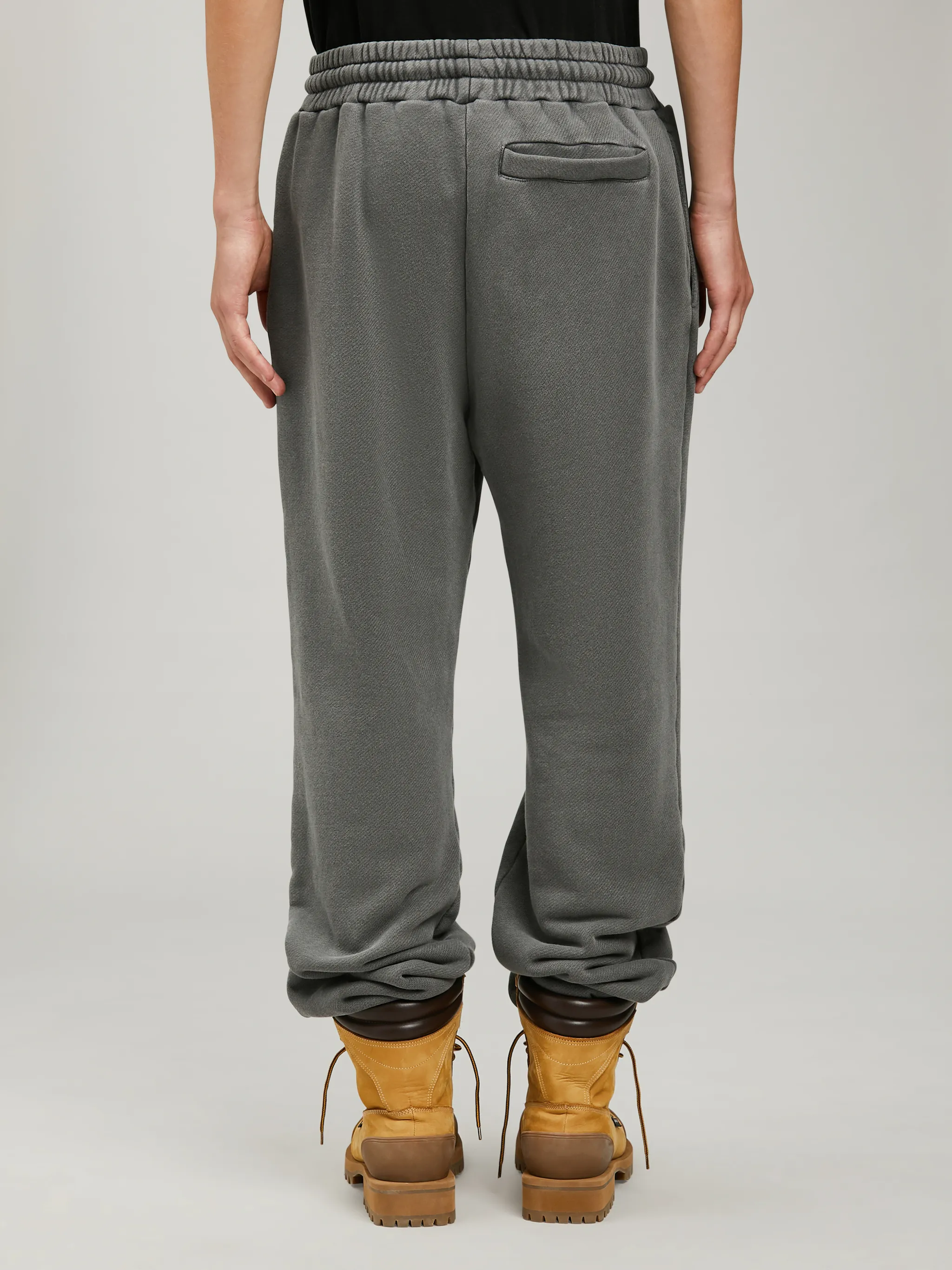 DARK GREY CURVED LOGO SWEATPANTS
