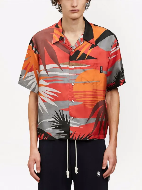 Palm Angels Palm tree-print Silk Shirt 