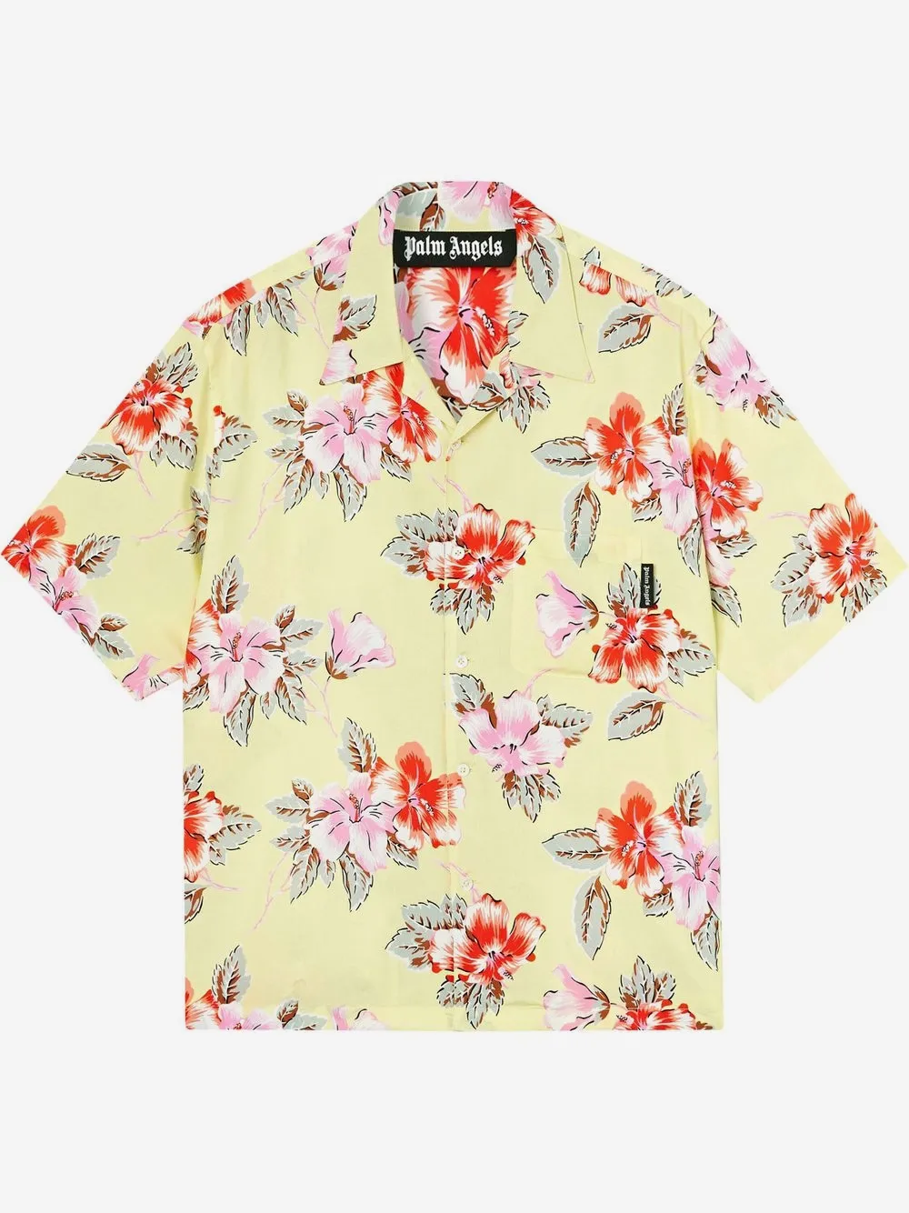 Palm Angels hibiscus floral print bowling shirt | Yellow | Image 1