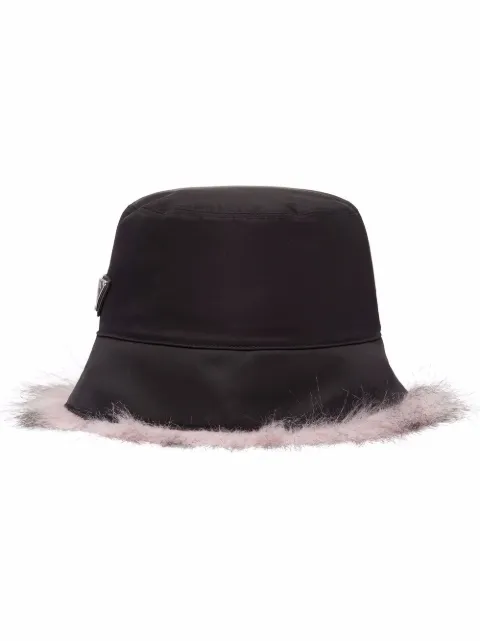 Prada Re-Nylon faux-fur trim bucket hat