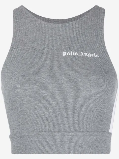 Palm Angels logo-print ribbed sports bra