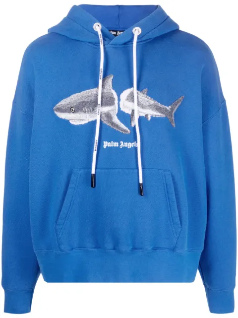 Palm Angels shark logo drawstring hoodie