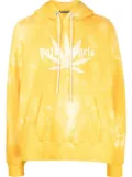 Palm Angels Leaf tie-dye logo-print hoodie - Yellow