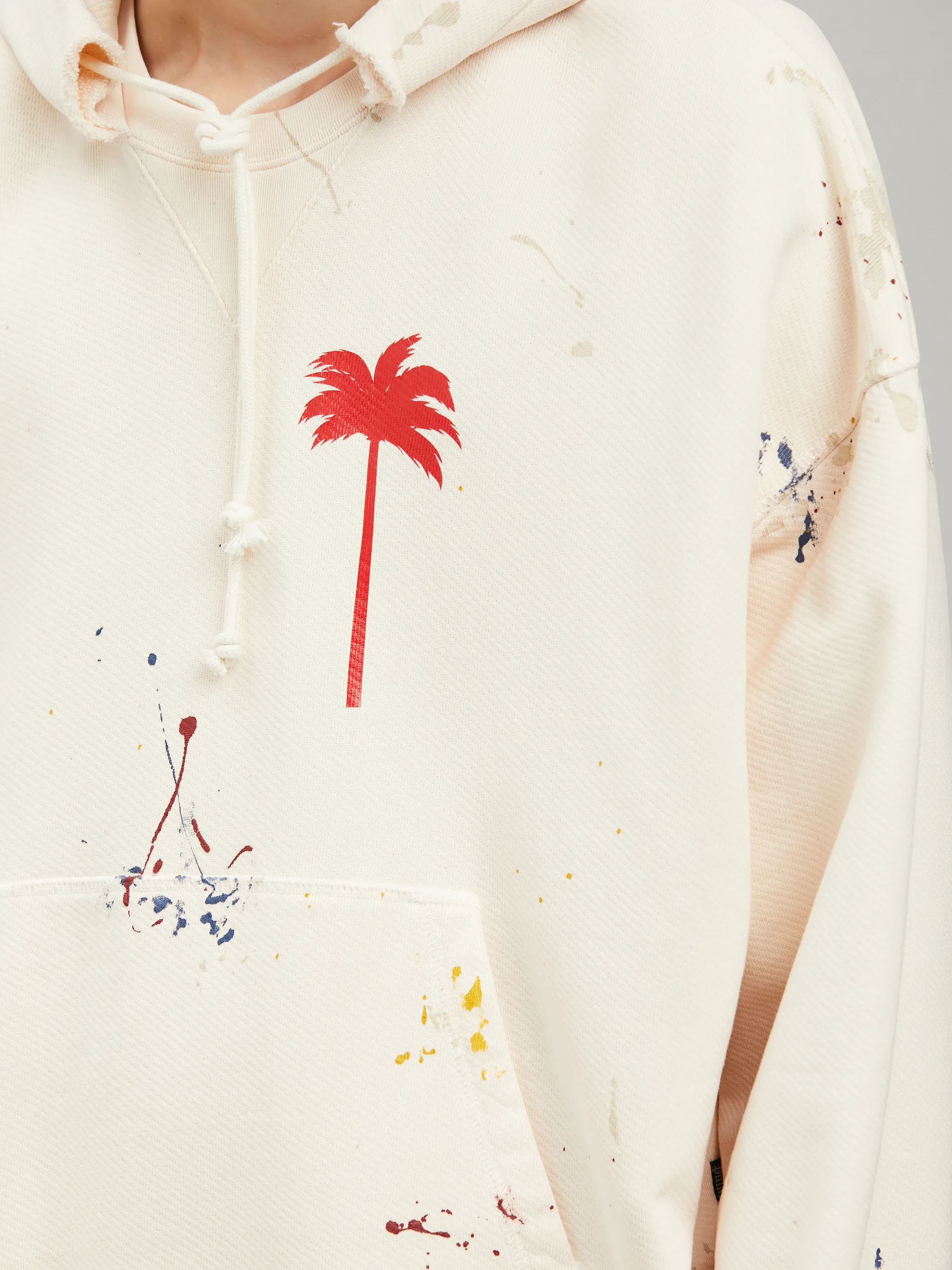 PAINTED PALM TREE HOODED SWEATSHIRT in white - Palm Angels® Official