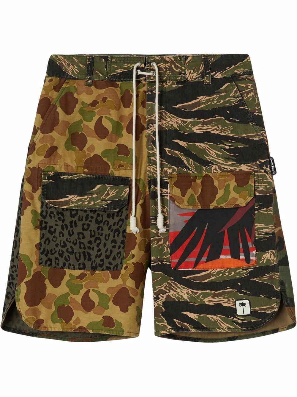 Palm Angels multi-print drawstring cargo shorts - Brown