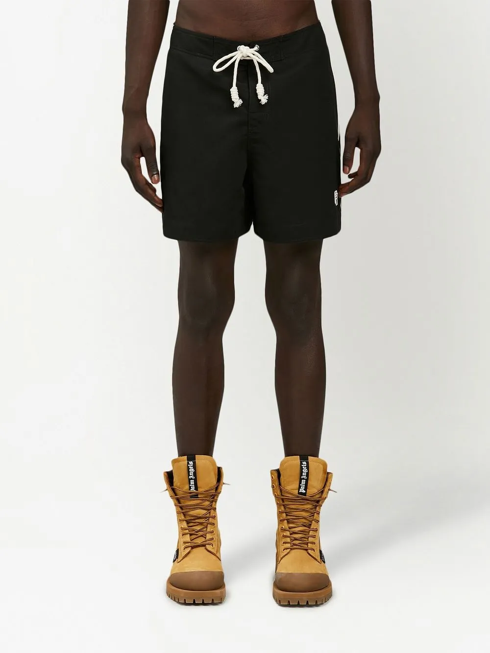  Palm Angels Badeshorts Mit Monogramm Print   Schwarz 