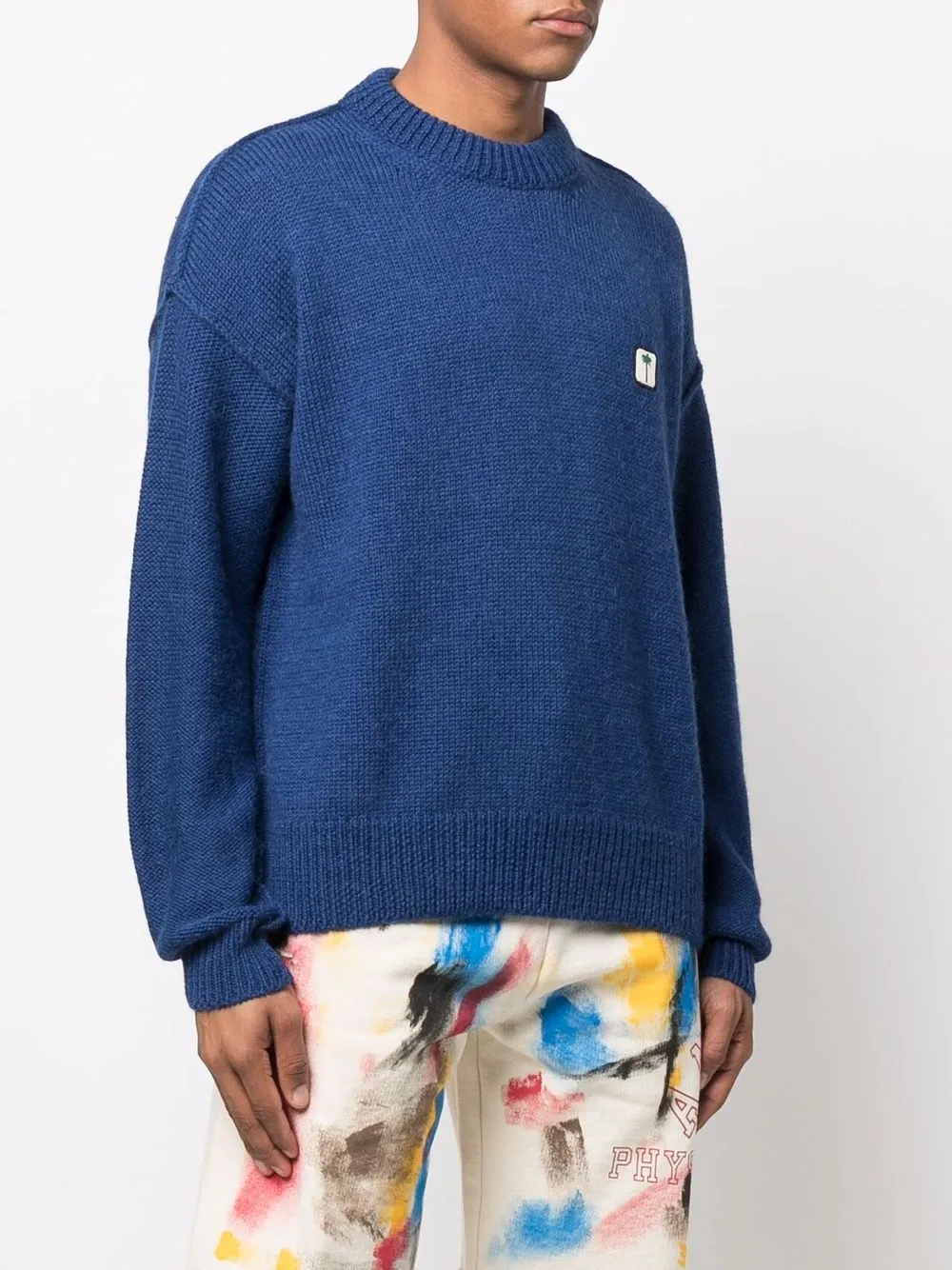  Palm Angels Pxp Pullover Mit Logo Patch   Blau 