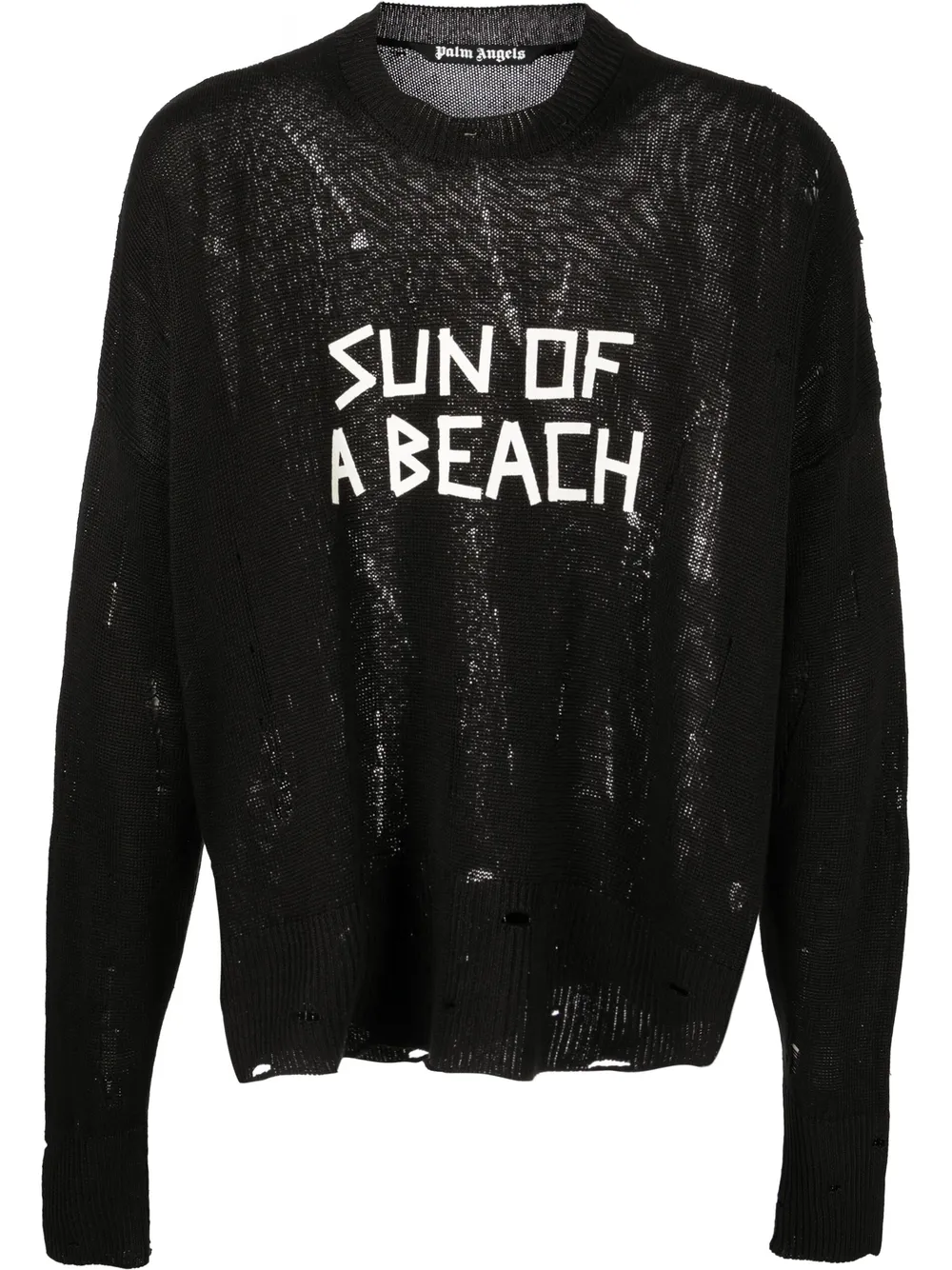 slogan-print distressed jumper