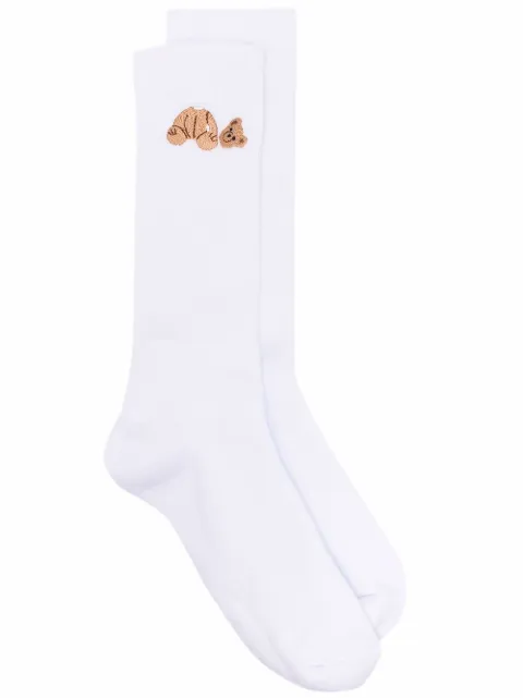Palm Angels Bear logo ribbed socks