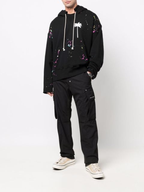 Palm Angels palm-print paint-splatter Effect Hoodie - Farfetch