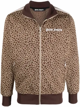 Palm Angels レオパードジャカード ジップ ジャケット | ニュートラル | FARFETCH JP